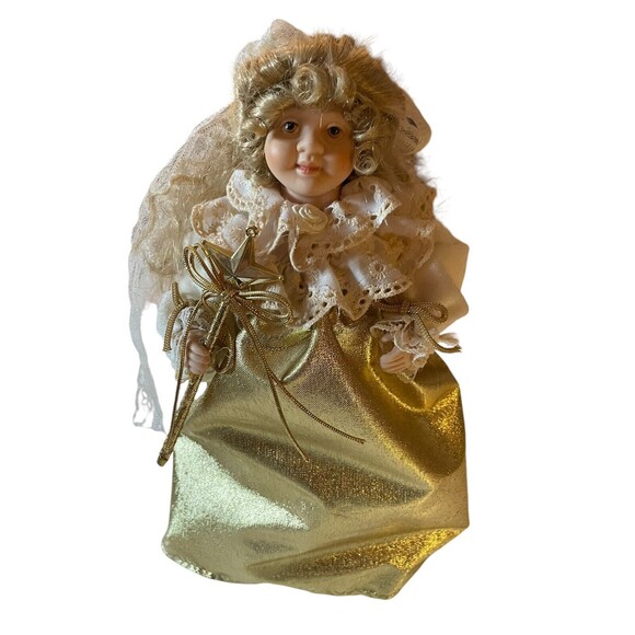 Porcelain Angel Christmas Tree Topper 11” Dated 1991 Taiwan - Picture 2 of 6